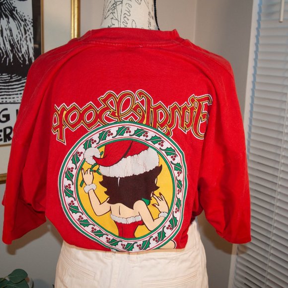 XXL True Vintage 1993 Betty Boop Christmas Red T-Shirt NJ Croce - Picture 3 of 4